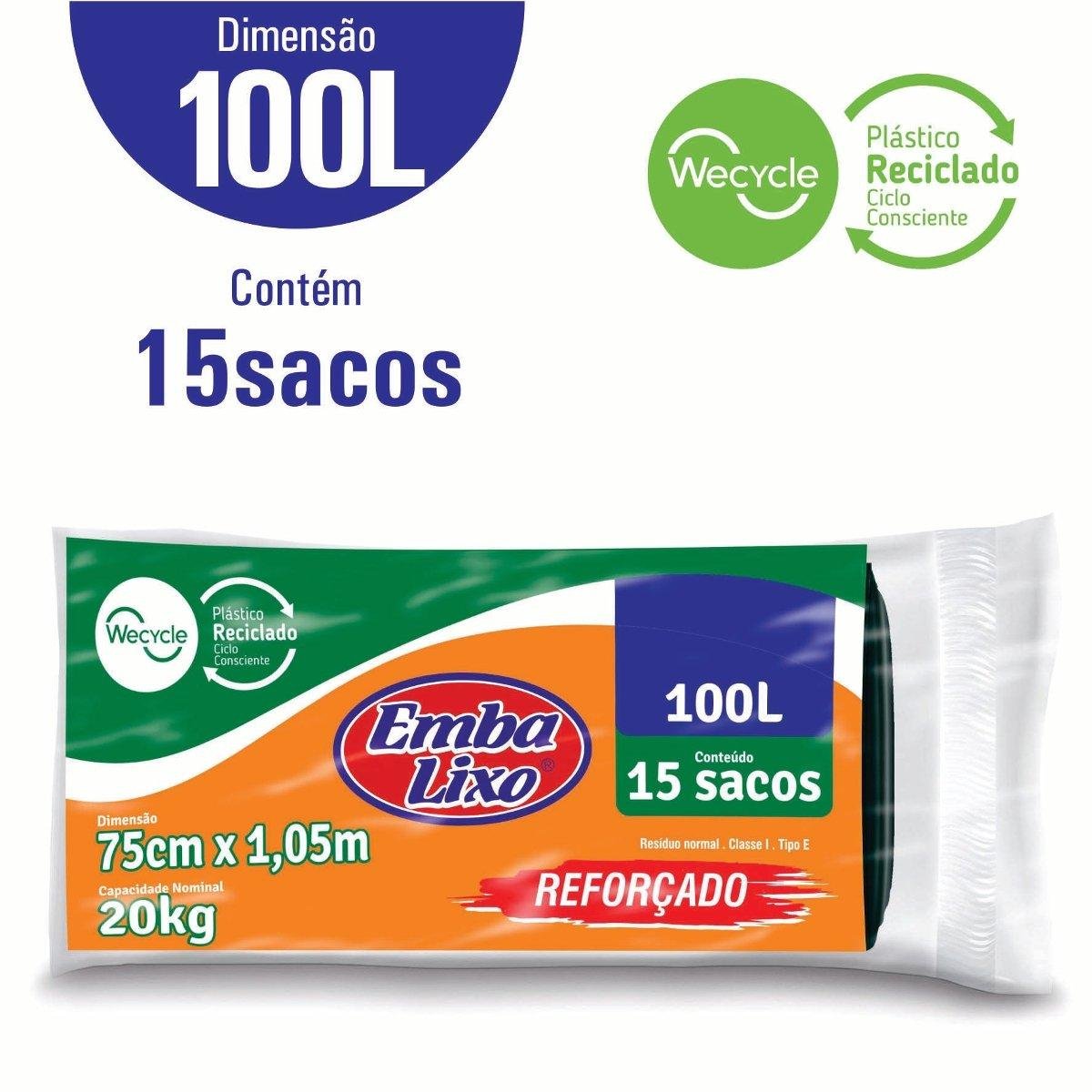 Saco para Lixo Tipo E Reforçado 100l Embalixo 15 Unidades