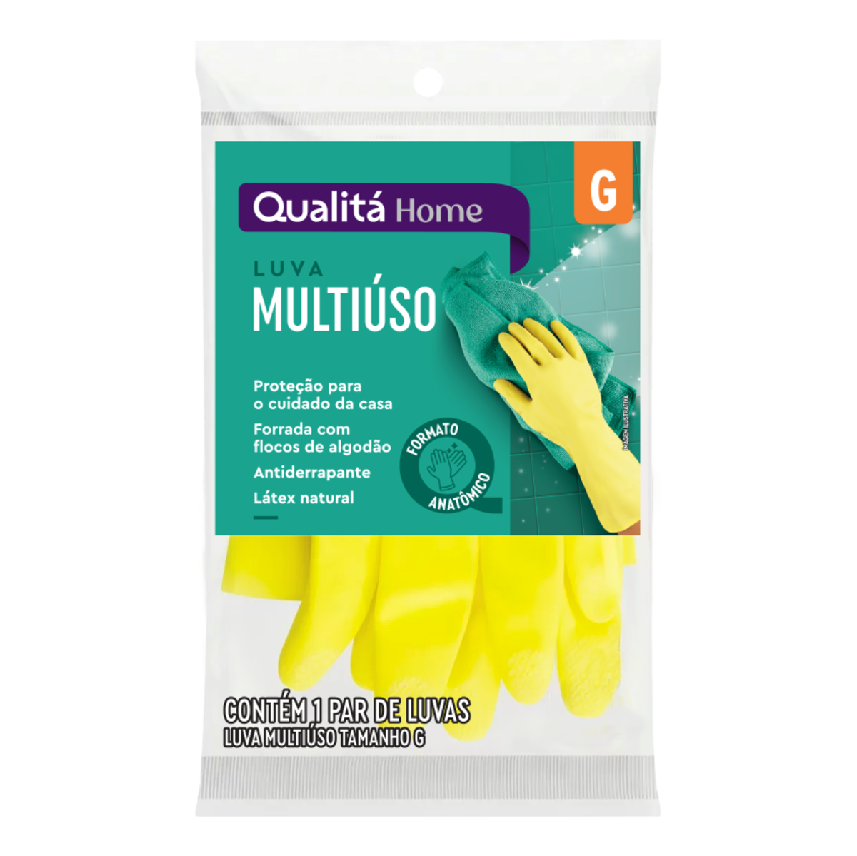 Luva Multiuso Amarela Forrada com Flocos de Algodão Qualitá G