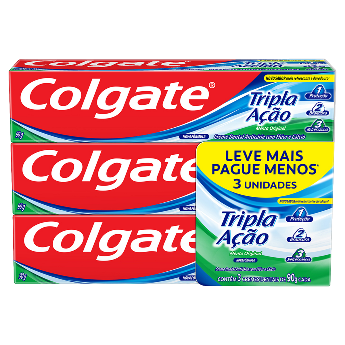 Pack Creme Dental Colgate Tripla Ação Menta 90G