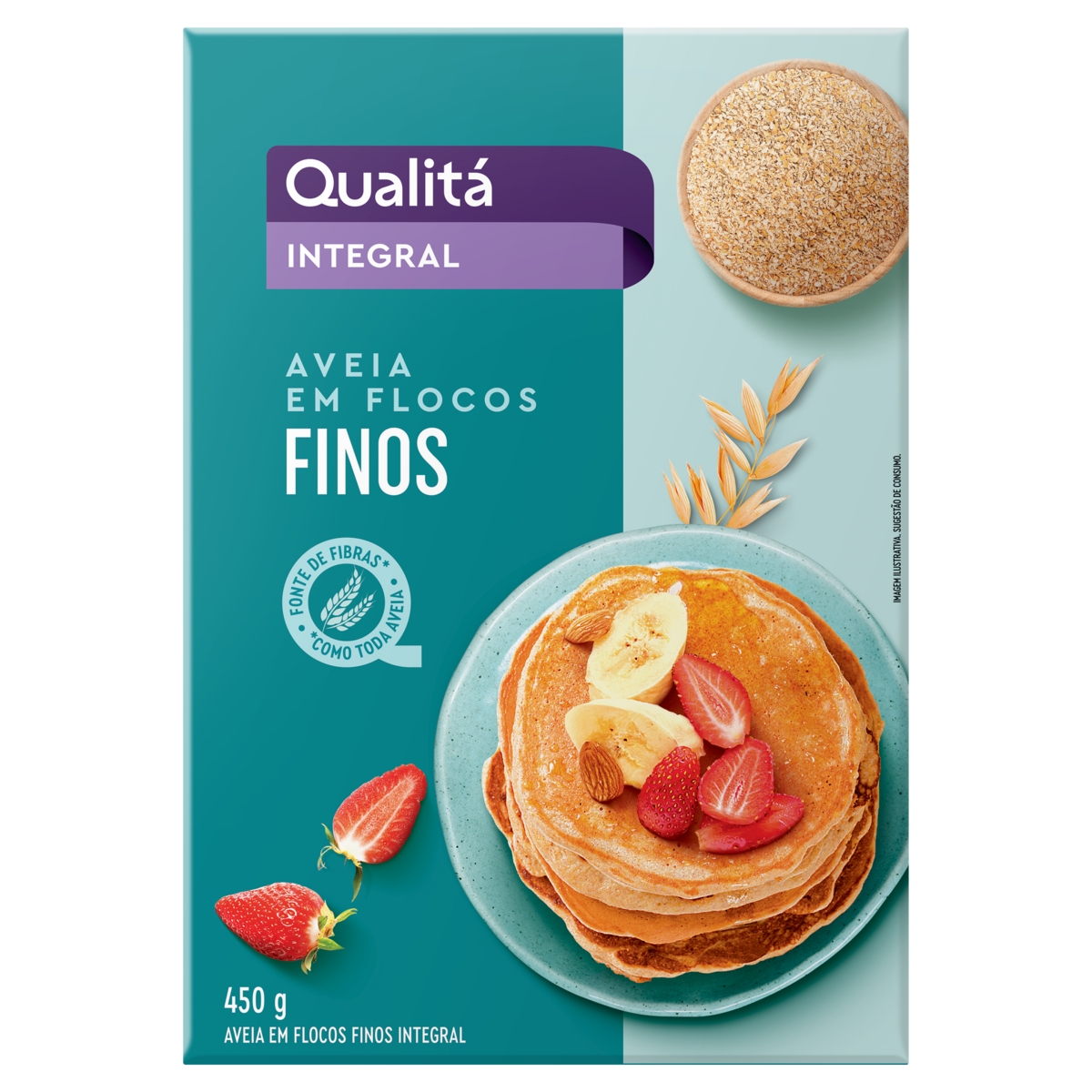 Aveia em Flocos Finos Integral Qualitá Caixa 450g
