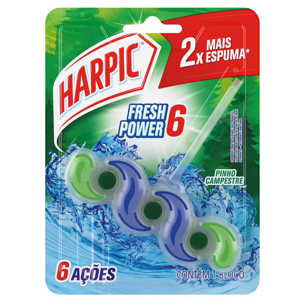 Detergente Sanitário Bloco Pinho Campestre Harpic Fresh Power 6