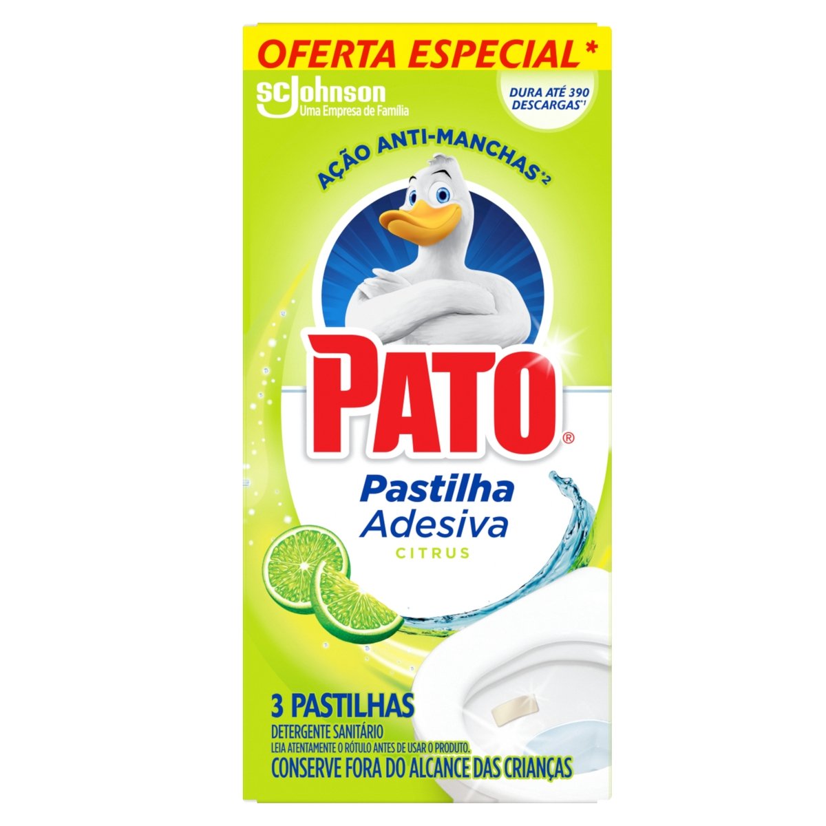 Desodorizador Sanitário Pato Pastilha Adesiva Citrus 3UN 20% Desconto