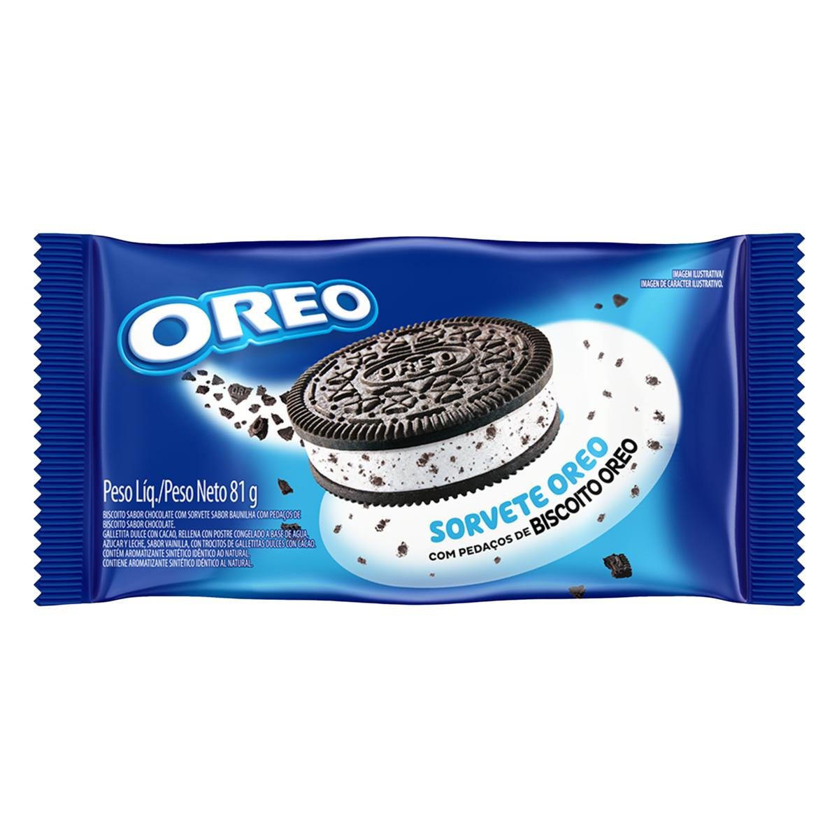 Sorvete Baunilha com Biscoito de Chocolate Oreo Pacote 81g