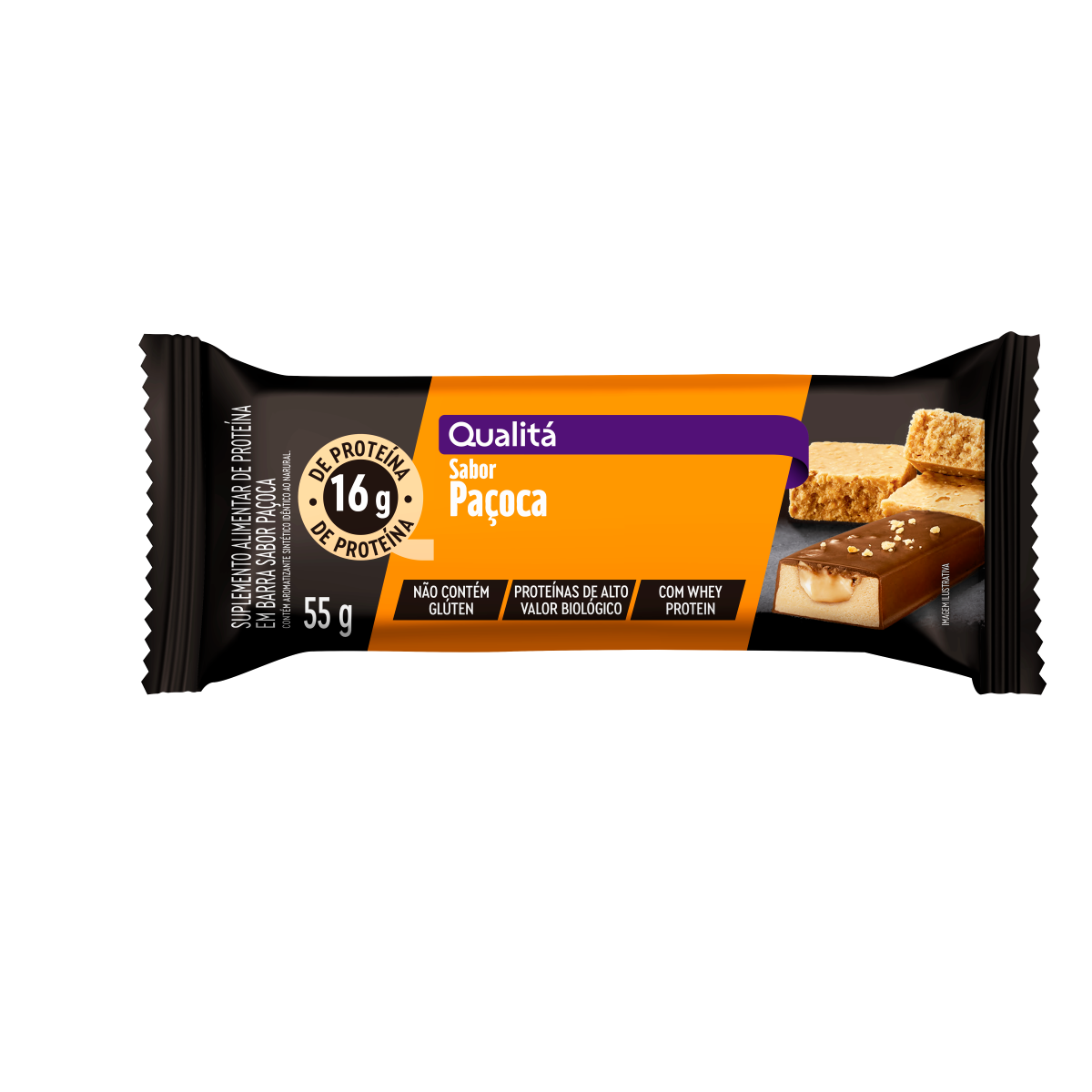 Barra de Proteína Paçoca Qualitá Pacote 55g