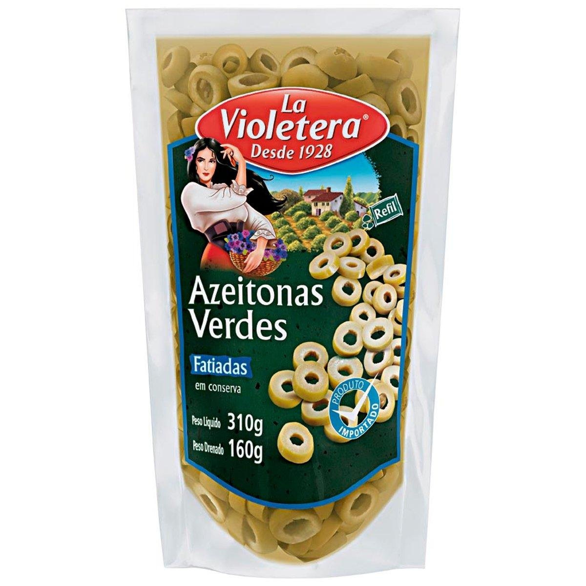 Azeitona Verde Fatiada La Violetera Sachê Peso Liquido 310g Peso Drenado 160g