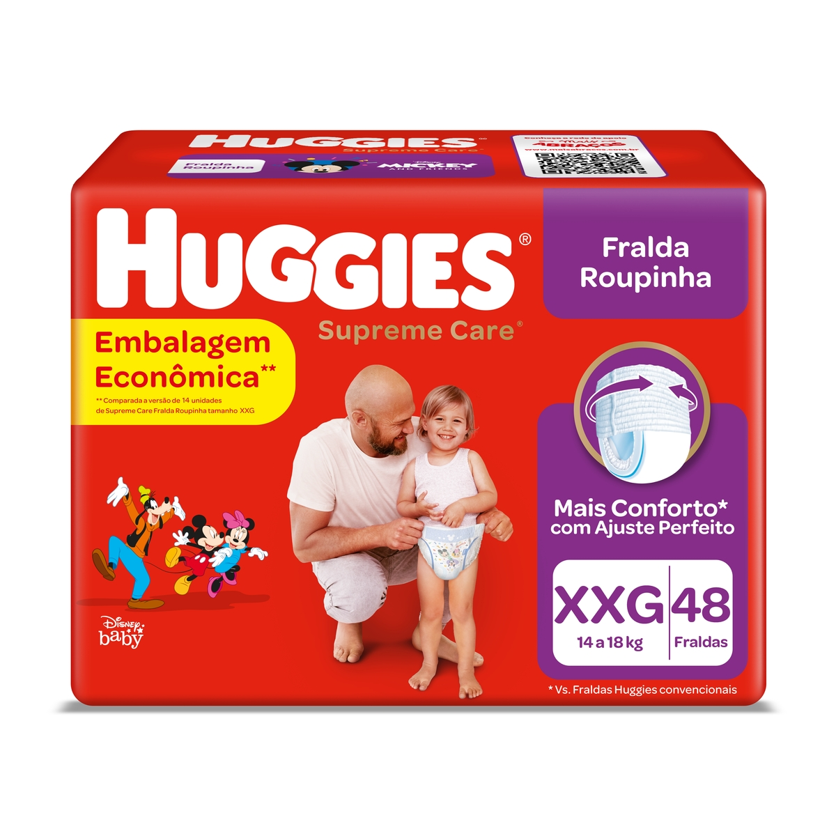 Fralda Descartável Infantil Roupinha Huggies Supreme Care XXG Pacote 48 Unidades
