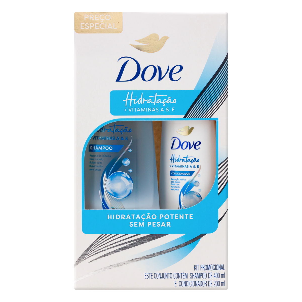 Kit Shampoo 400ml + Condicionador 200ml Dove Hidratação