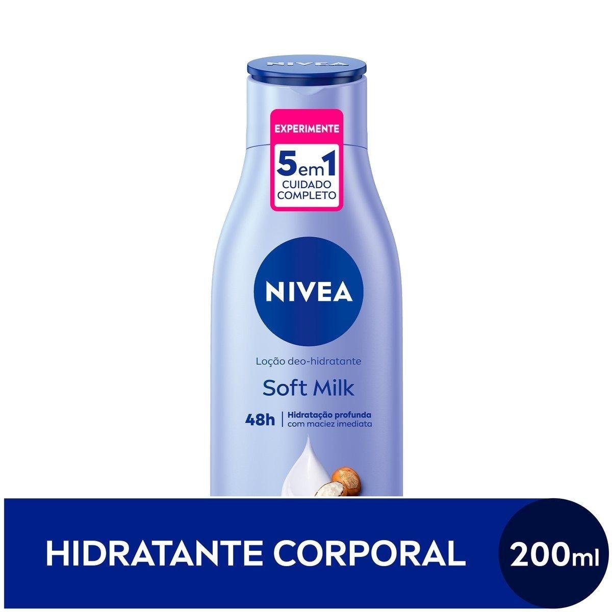 Loção Deo-Hidratante Pele Seca Nivea Soft Milk Frasco 200ml