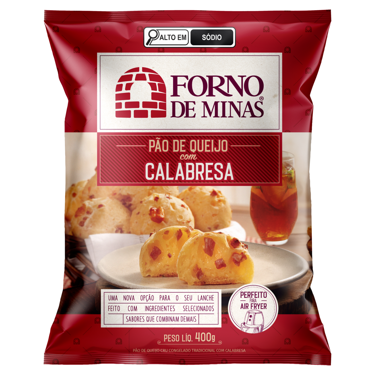 Pão de Queijo Congelado com Calabresa Tradicional Forno de Minas Pacote 400g