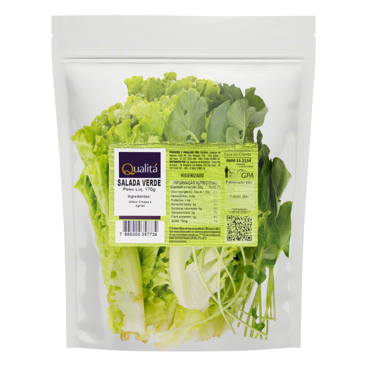 Salada Verde Higienizada Qualitá Pacote 170g