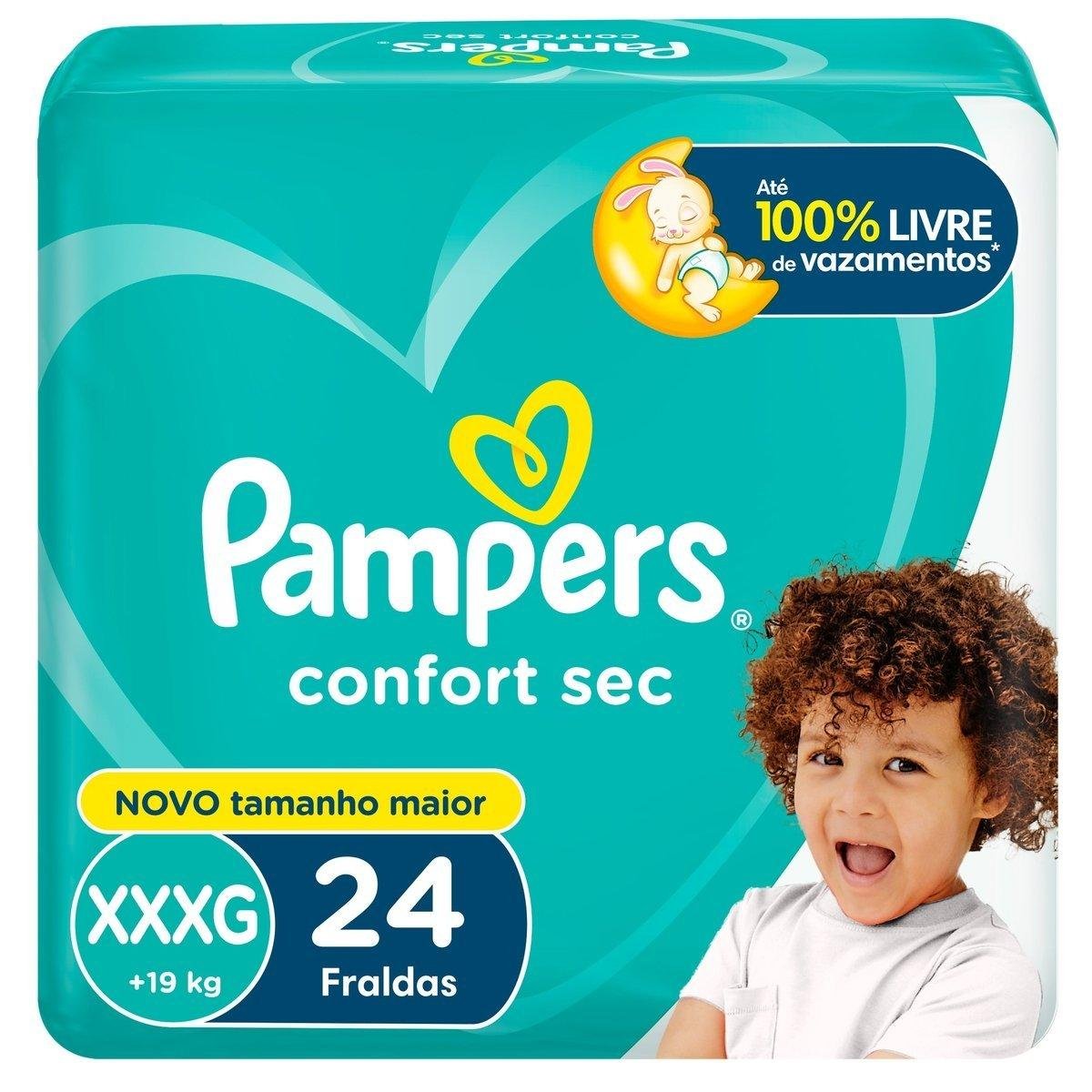Fralda Descartável Infantil Pampers Confort Sec XXXG Pacote 24 Unidades