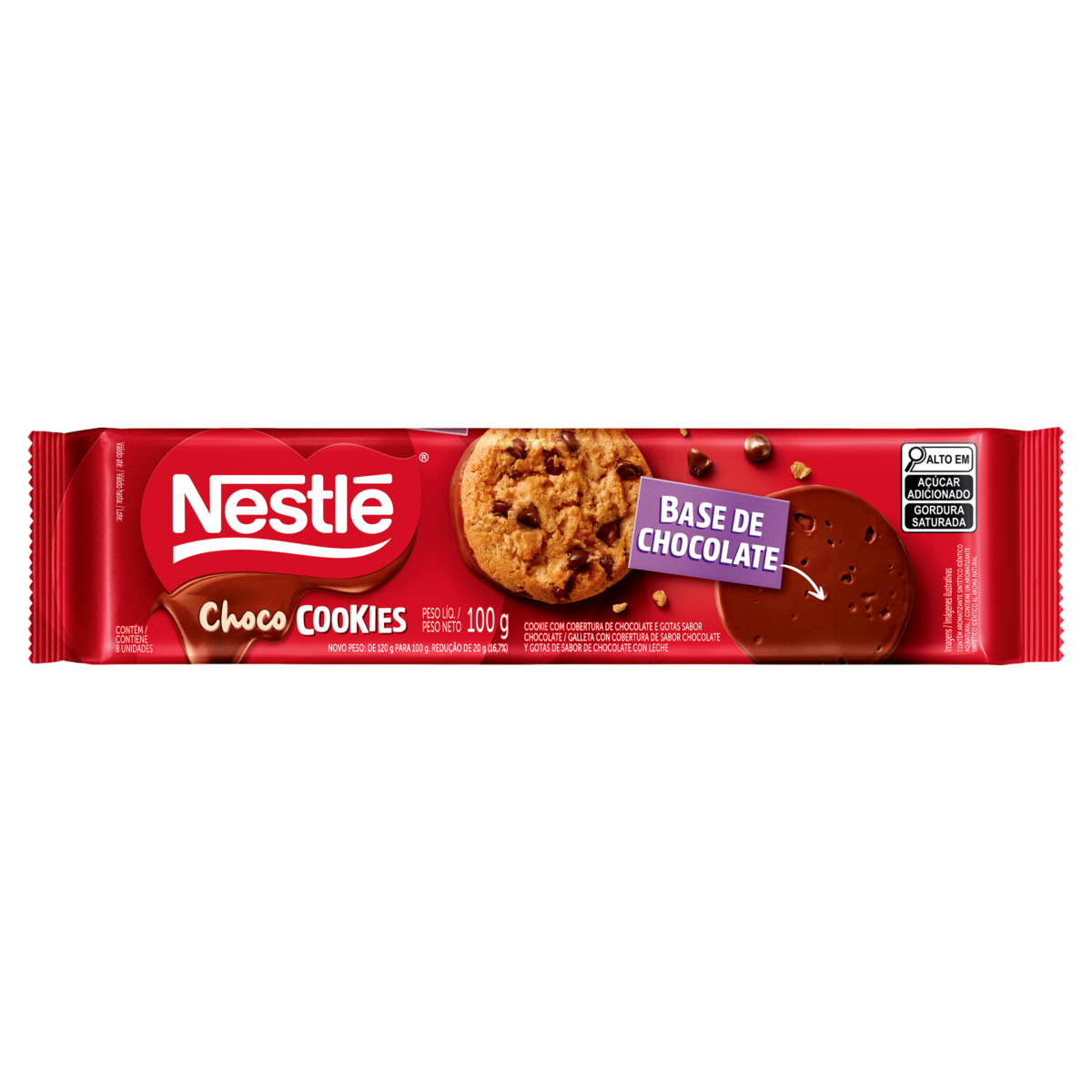Biscoito Cookie com Gotas de Chocolate Cobertura Chocolate Nestlé Choco Cookies Pacote 100g