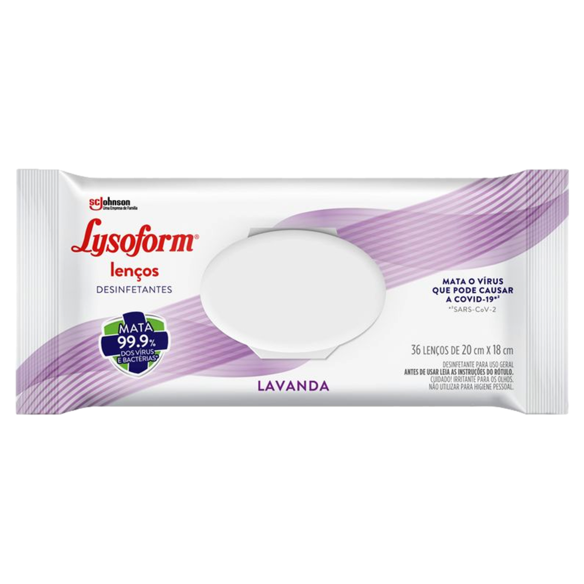 Lenço Umedecido Desinfetante Lavanda Lysoform Pacote 36 Unidades