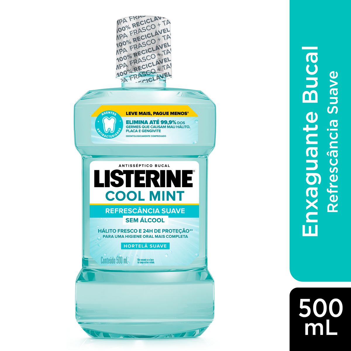 Antisséptico Bucal LISTERINE COOL MINT Refrescância Suave Sem Álcool 500ml