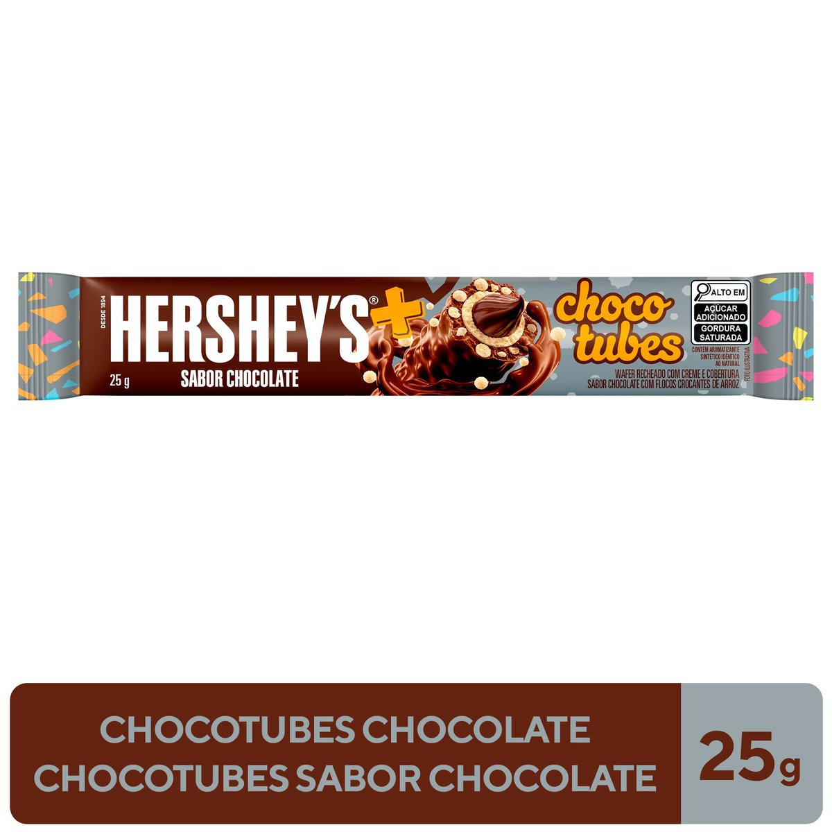 Rolinhos de Wafer Chocolate Hershey's Mais Chocotubes Pacote 25g
