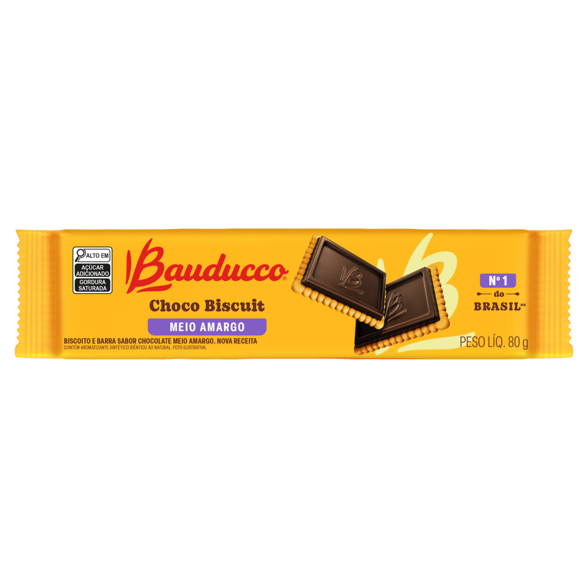Biscoito Chocolate Meio Amargo Bauducco Choco Biscuit Pacote 80g