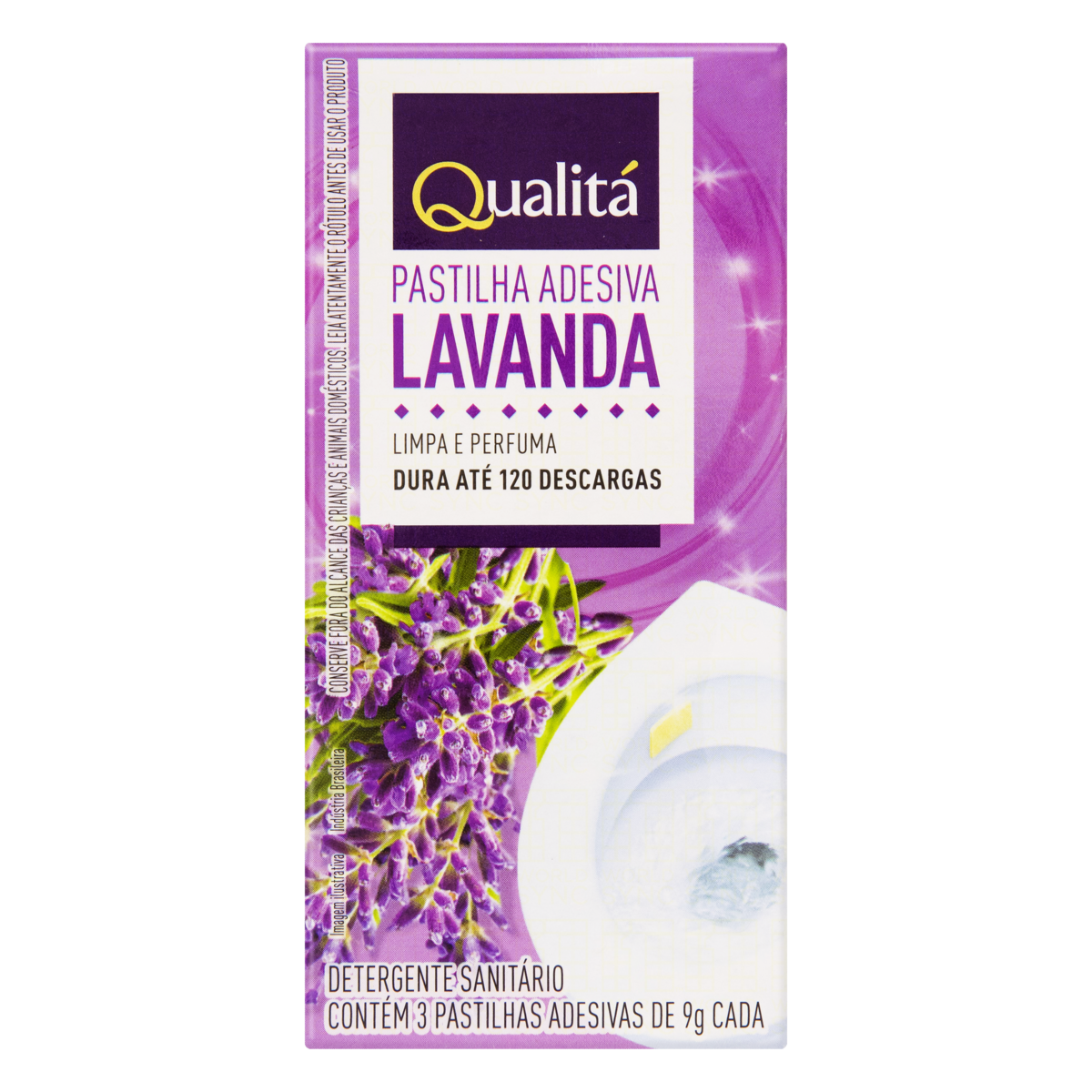 Detergente Sanitário Pastilha Adesiva Lavanda Qualitá 3 Unidades 9g Cada