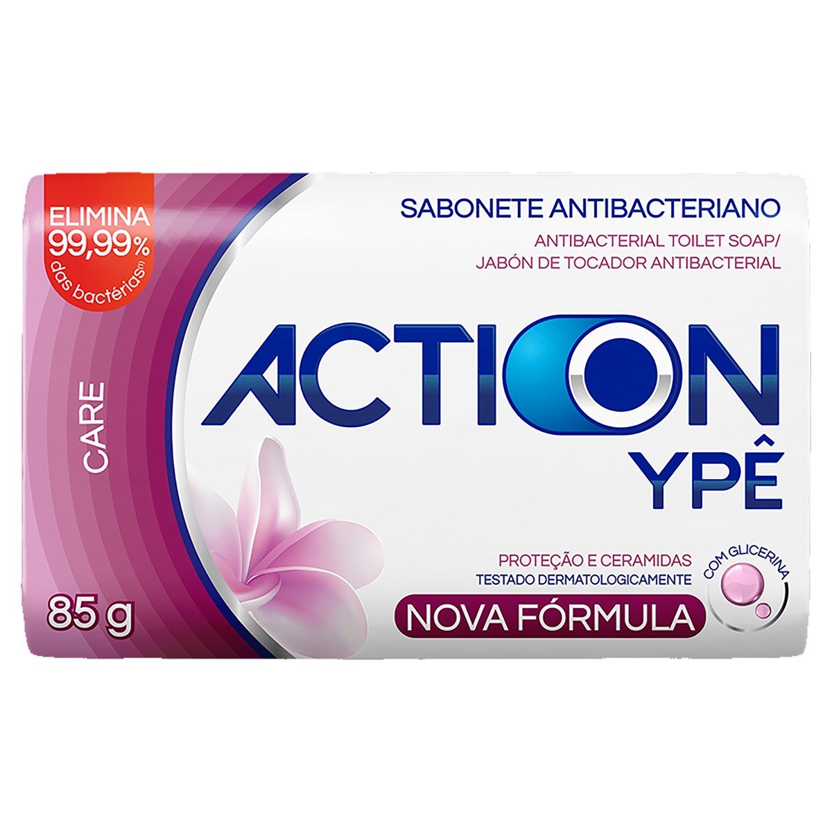 Sabonete Barra Antibacteriano Care Action Ypê Envoltório 85g
