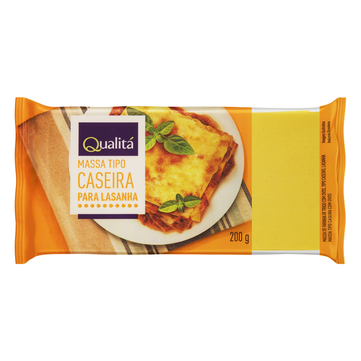 Massa de Farinha de Trigo com Ovos Caseira para Lasanha Qualitá Pacote 200g