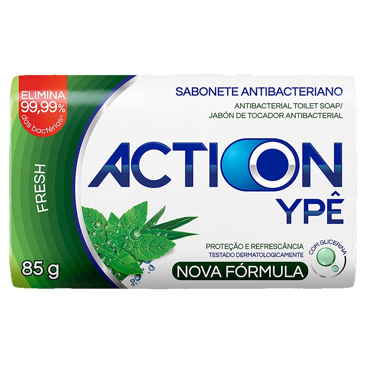 Sabonete Barra Antibacteriano Fresh Action Ypê Envoltório 85g