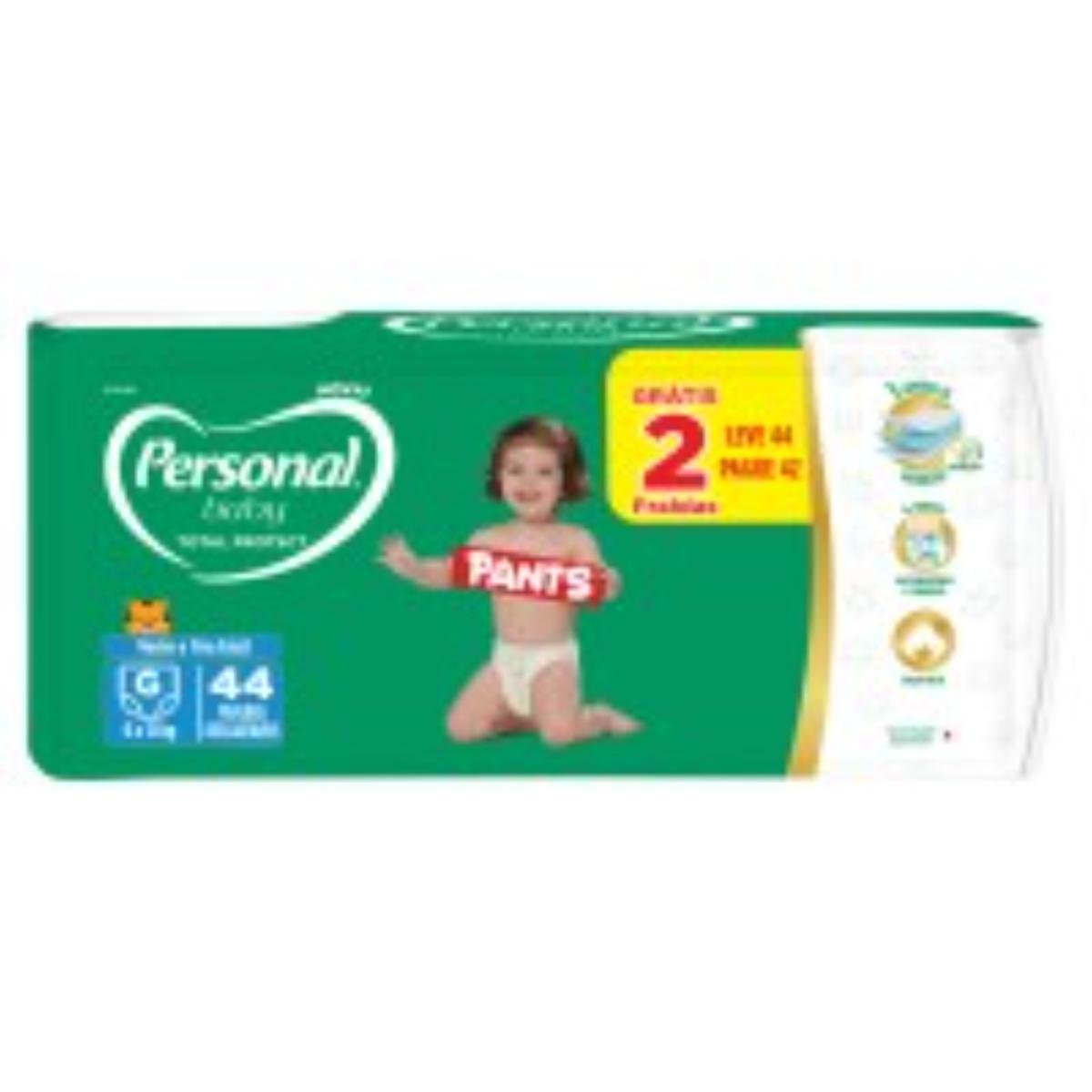 Fralda Descartável Pants Personal Baby Total Protect G Pacote Leve 44 Pague 42 Unidades