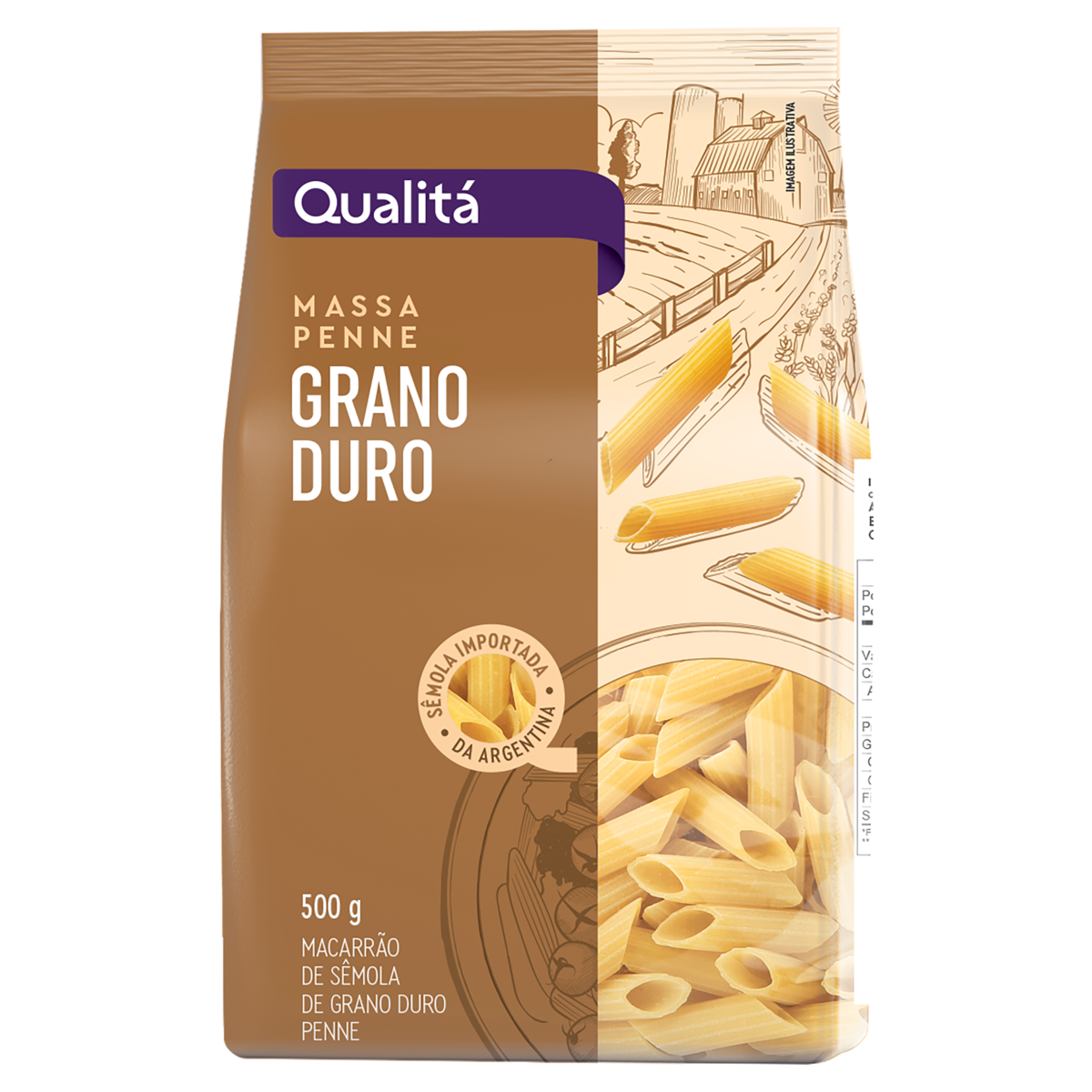 Macarrão de Sêmola Grano Duro Penne Qualitá Pacote 500g