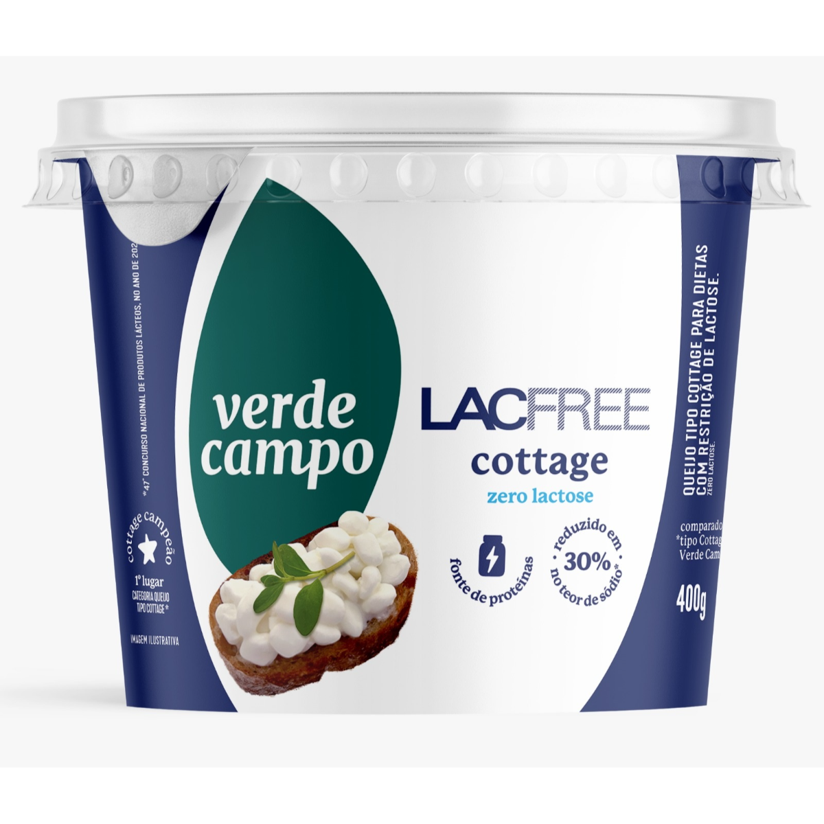 Queijo Cottage Zero Lactose Verde Campo Lacfree Pote 400g