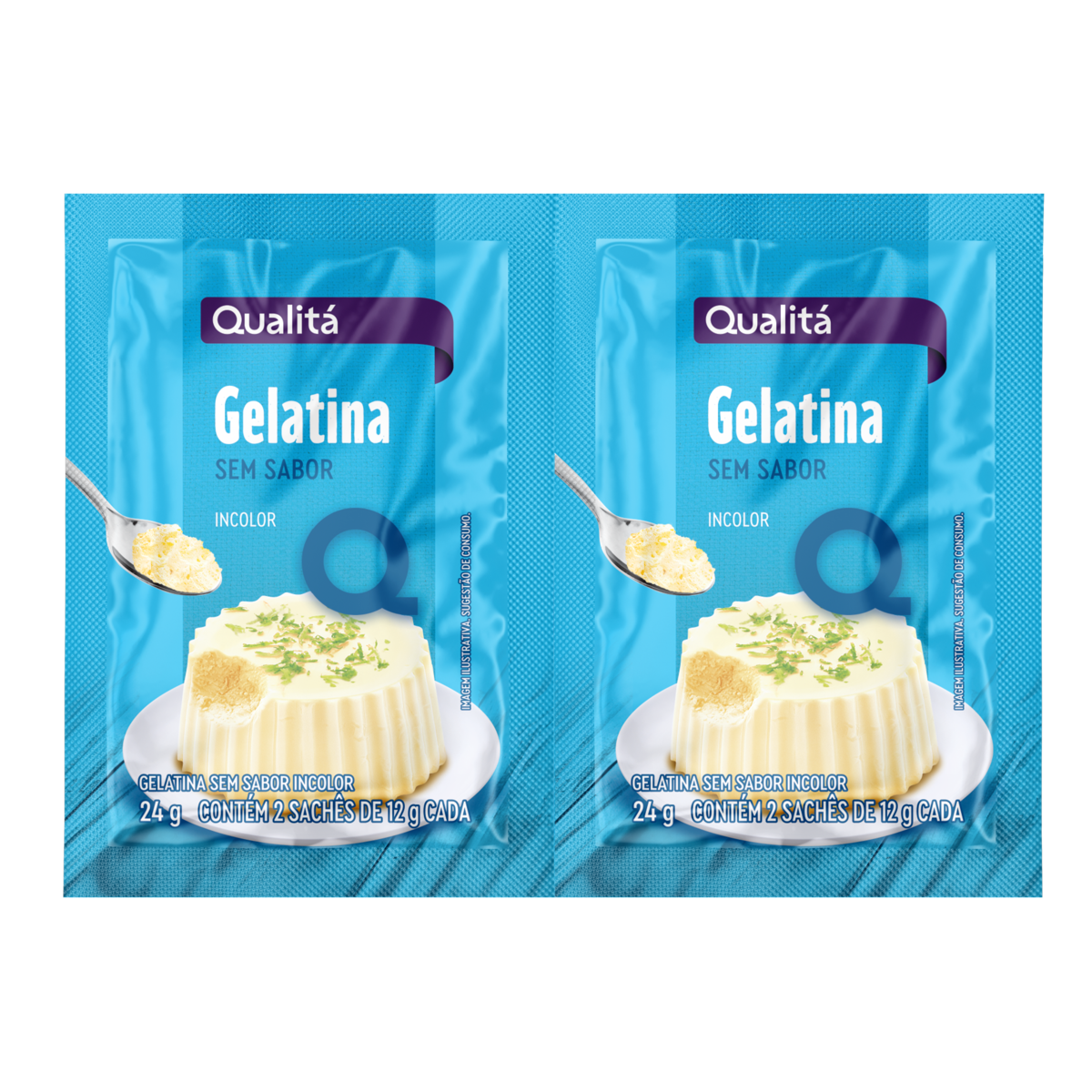Gelatina em Pó sem Sabor Qualitá Pacote 24g 2 Unidades