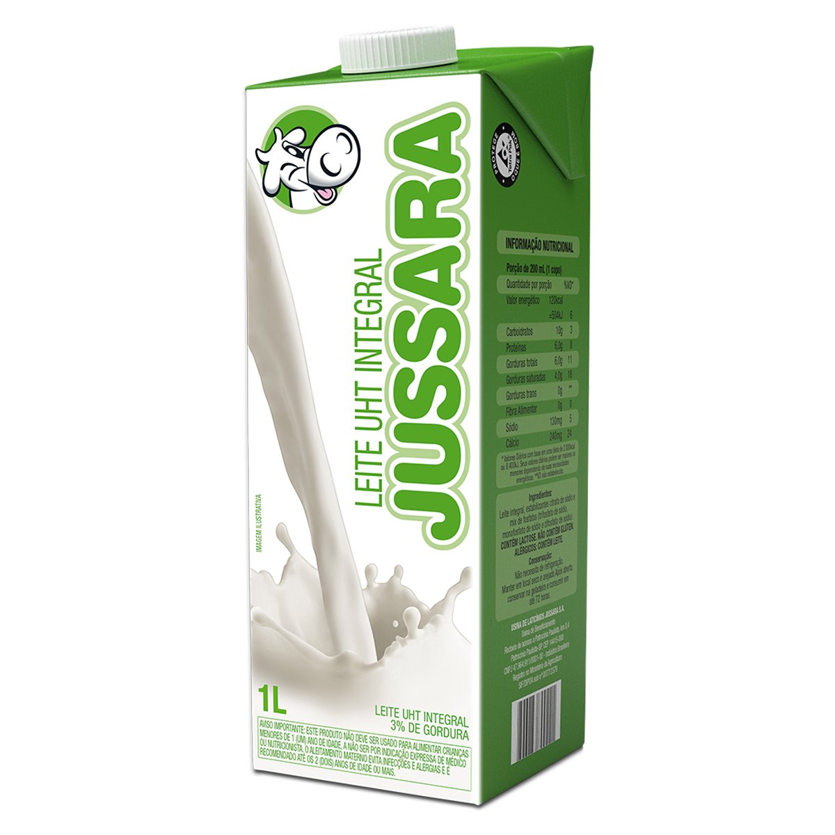 Leite UHT Integral Jussara Caixa com Tampa 1l