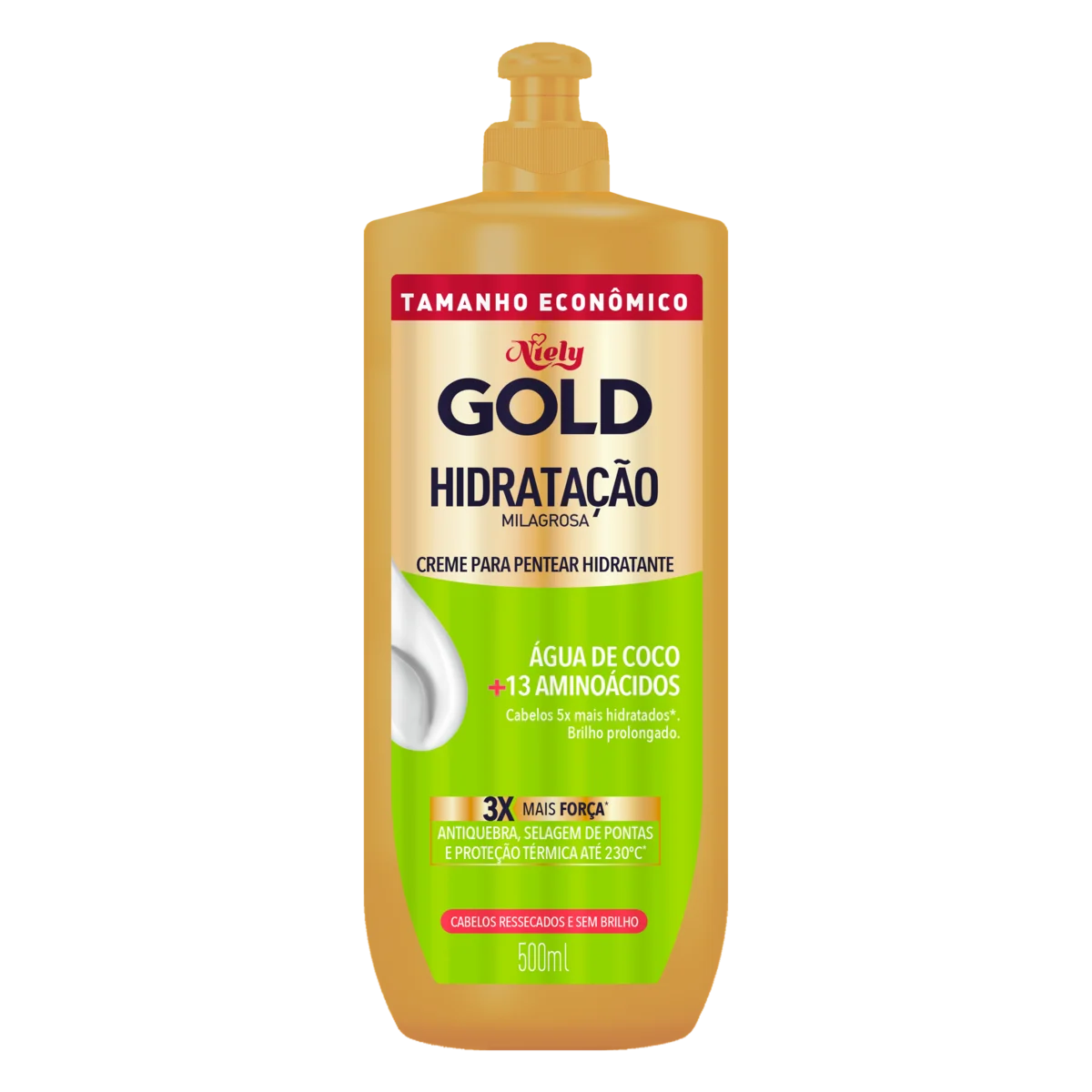 Creme para Pentear Hidratante Niely Gold Hidratação Milagrosa Frasco 500ml Tamanho Econômico