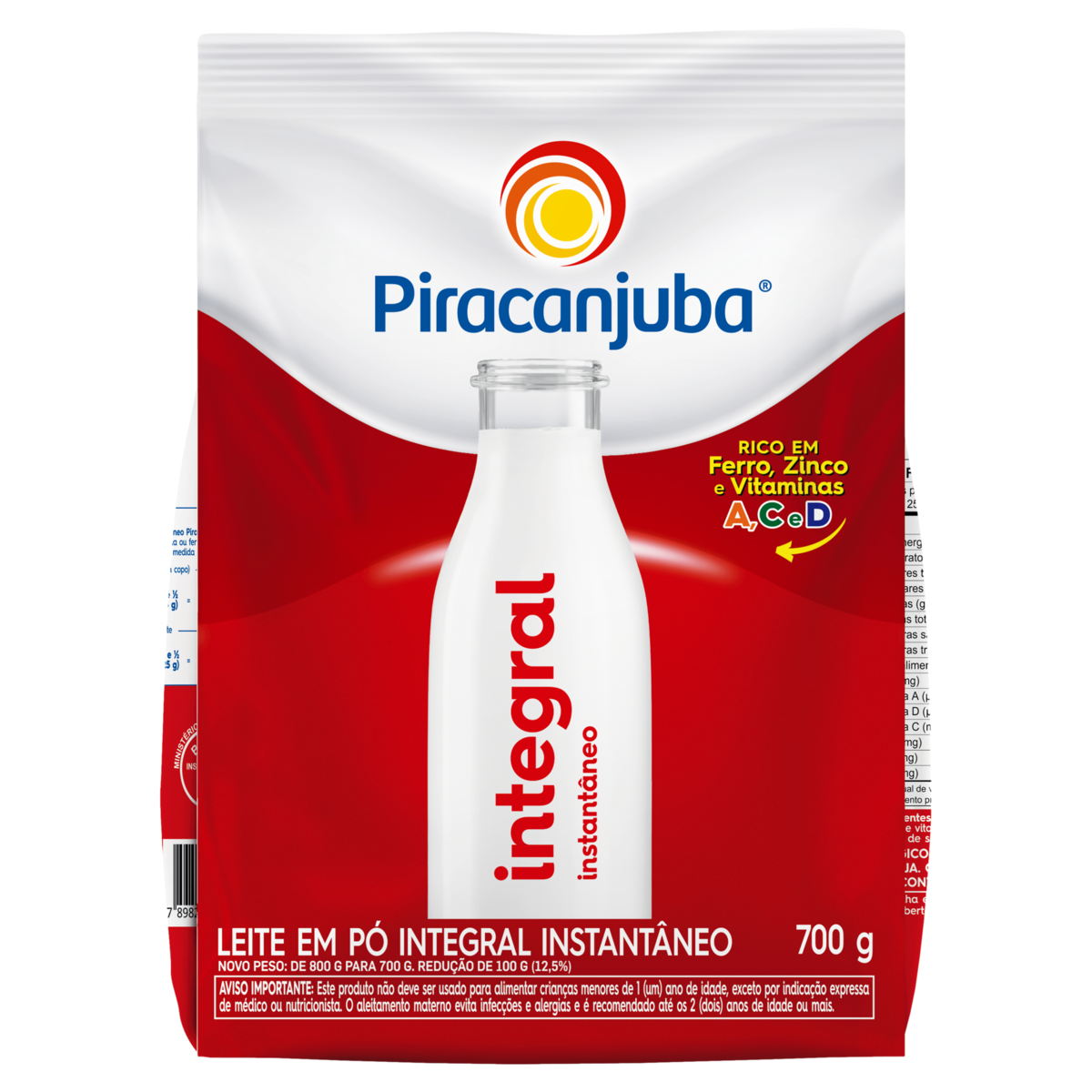 Leite Pó Instantâneo Integral Piracanjuba Pacote 700g