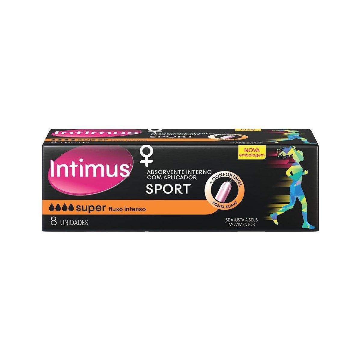 Absorvente Interno com Aplicador Intimus Sport Super Caixa 8 Unidades