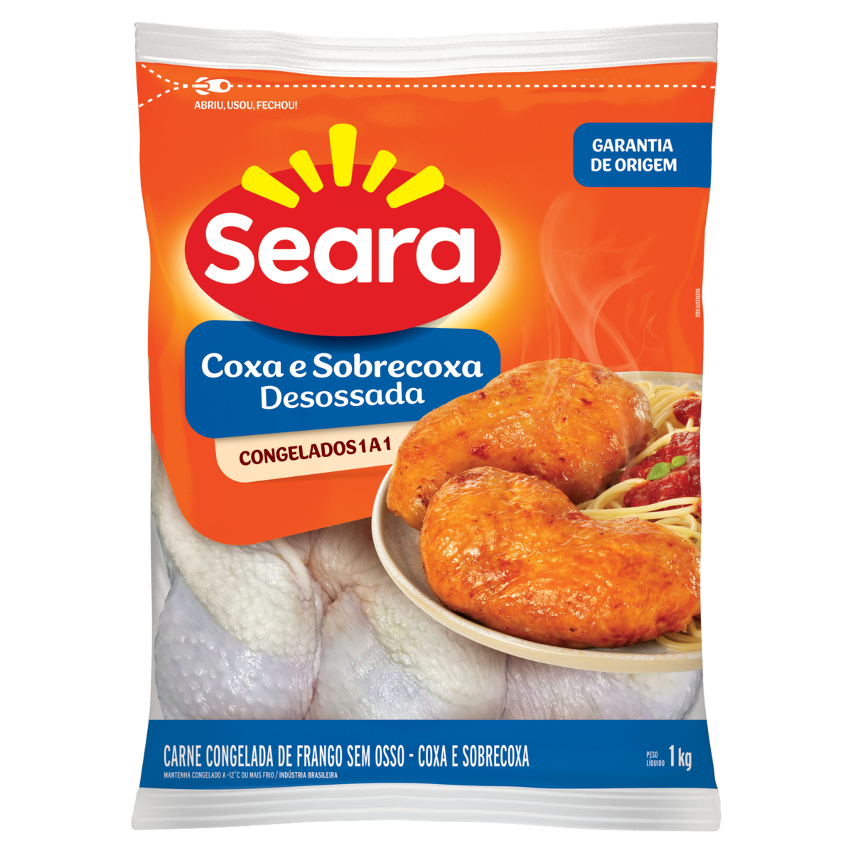 Coxa e Sobrecoxa de Frango Congelada sem Osso Seara 1kg