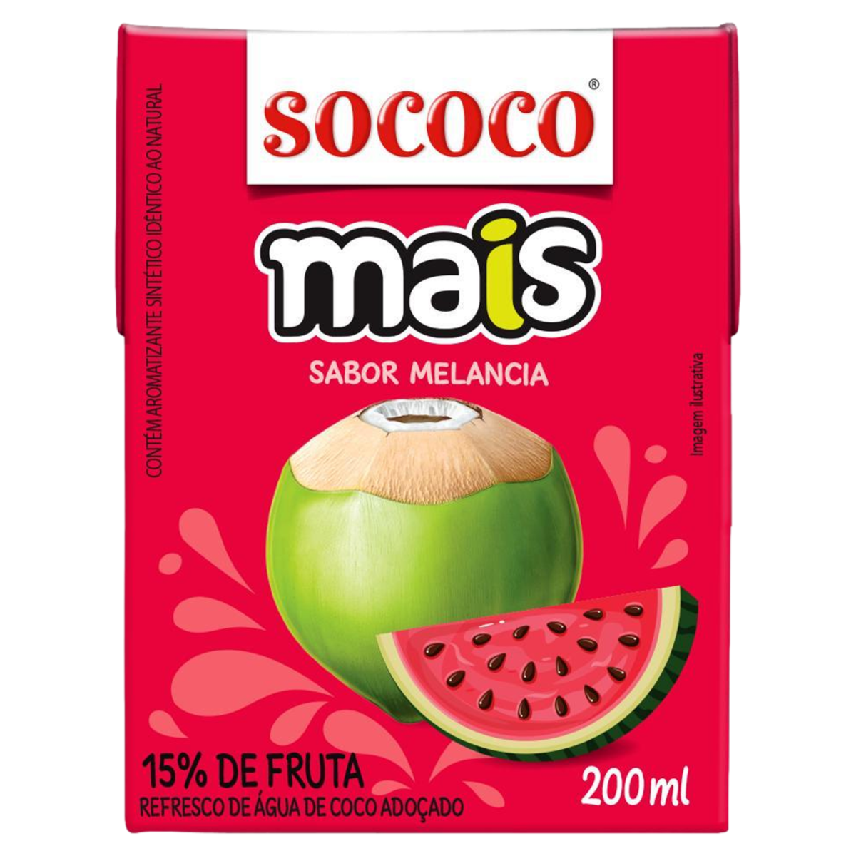 Água de Coco Melancia Sococo Mais Caixa 200ml