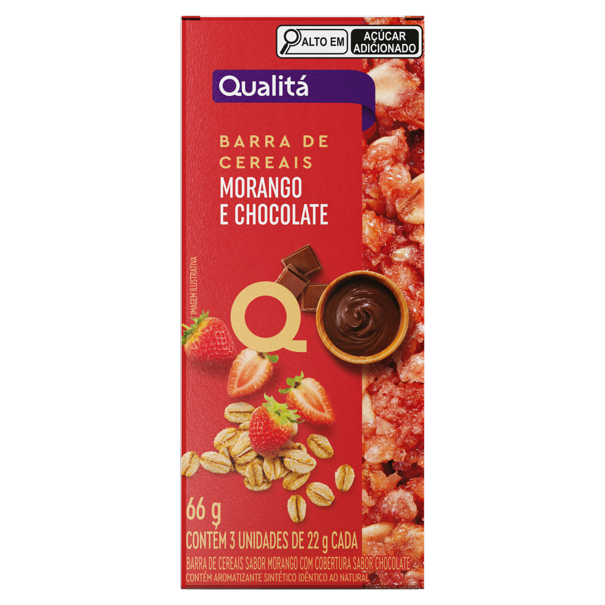 Barra de Cereais QUALITÁ Morango e Chocolate 66g