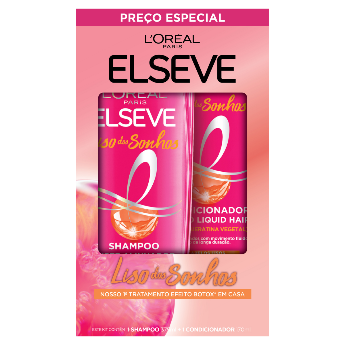 Kit Shampoo 375ml + Condicionador 170ml L'oréal Paris Elseve Liso dos Sonhos