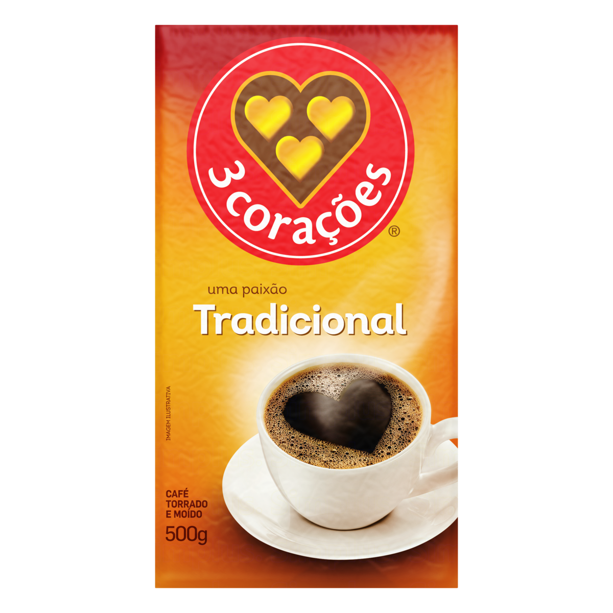 Café Torrado e Moído a Vácuo Tradicional 3 Corações Pacote 500g