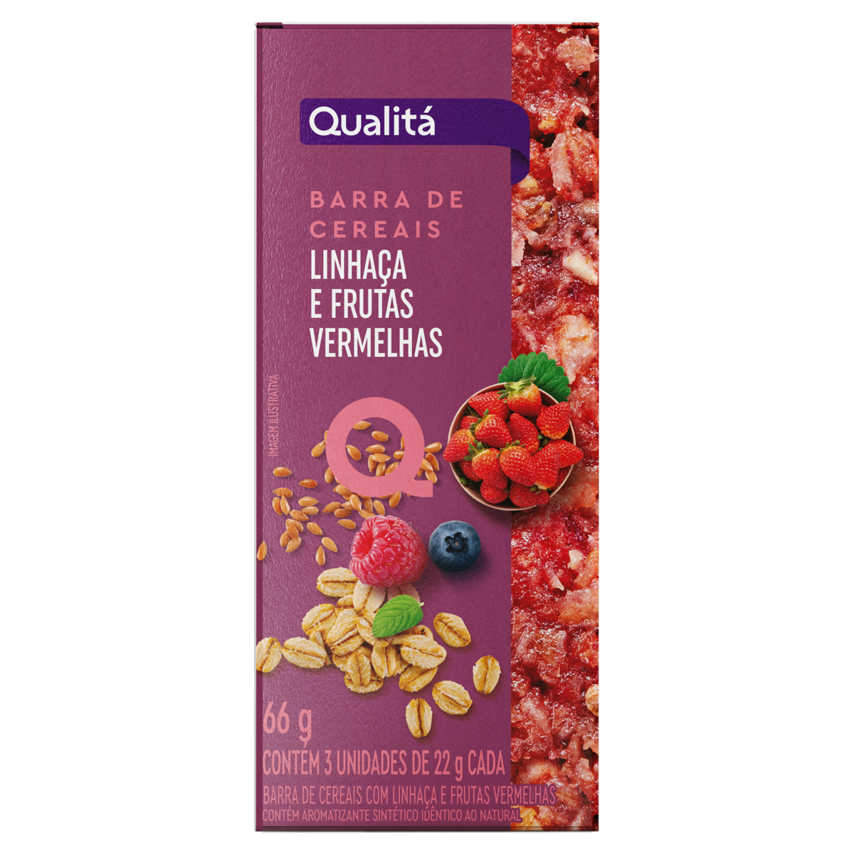 Barra de Cereais QUALITÁ Linhaça e Frutas Vermelhas 66g