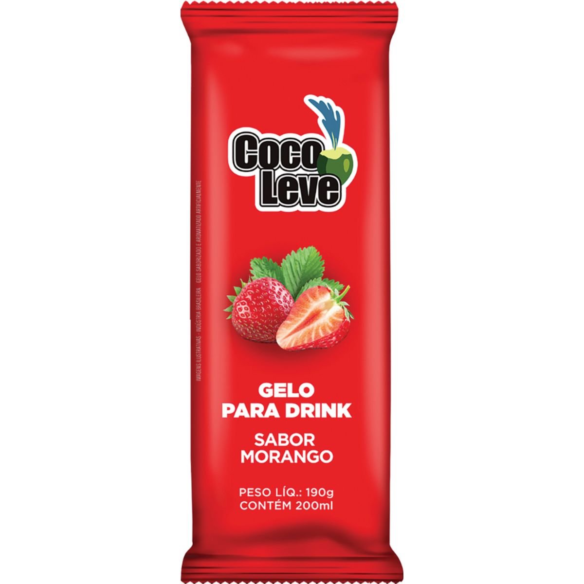 Gelo para Drink Morango Coco Leve Pacote 190g