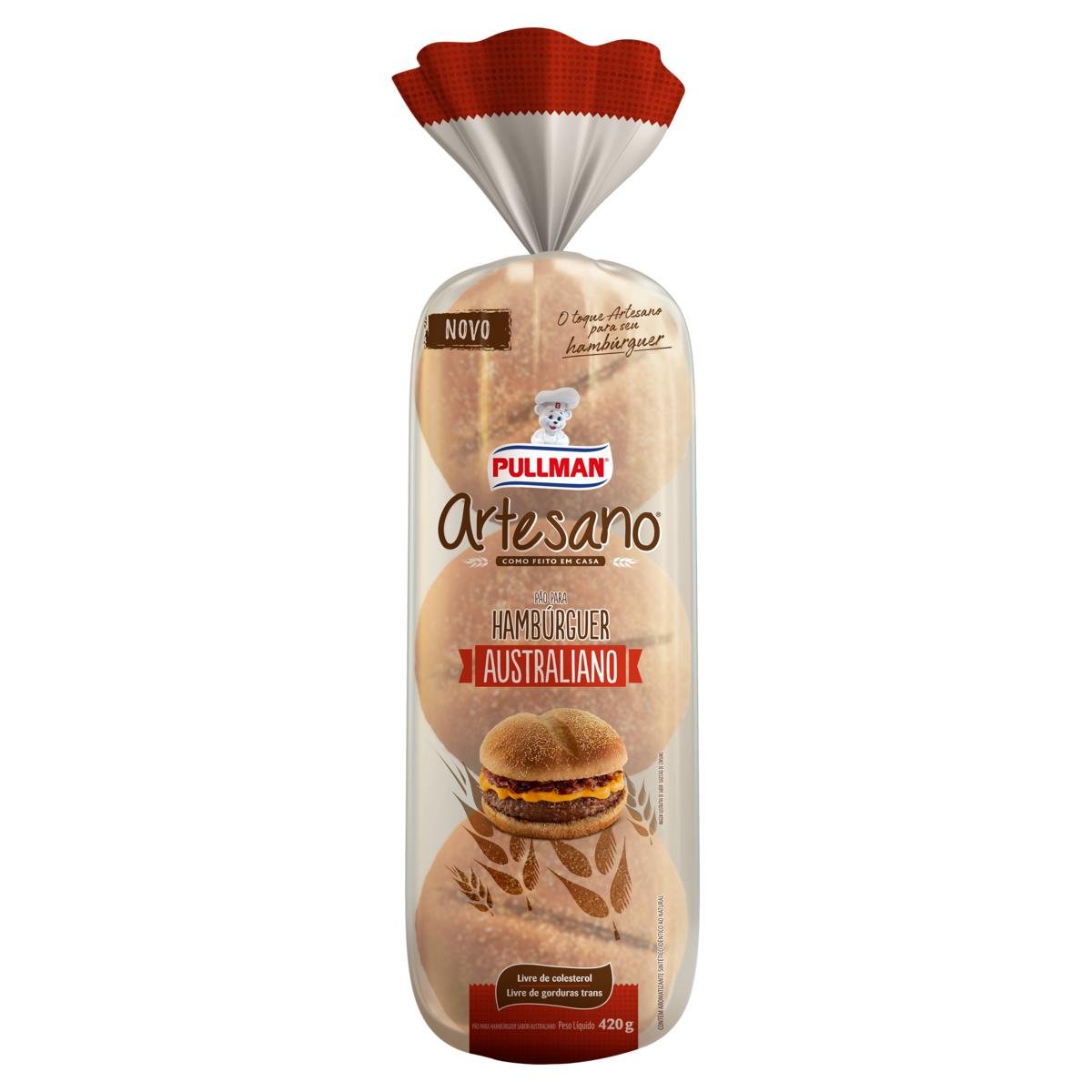 Pão para Hambúrguer Australiano Pullman Artesano Pacote 420g