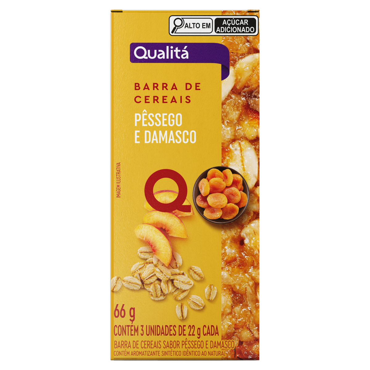 Barra de Cereais QUALITÁ Pêssego e Damasco 66g