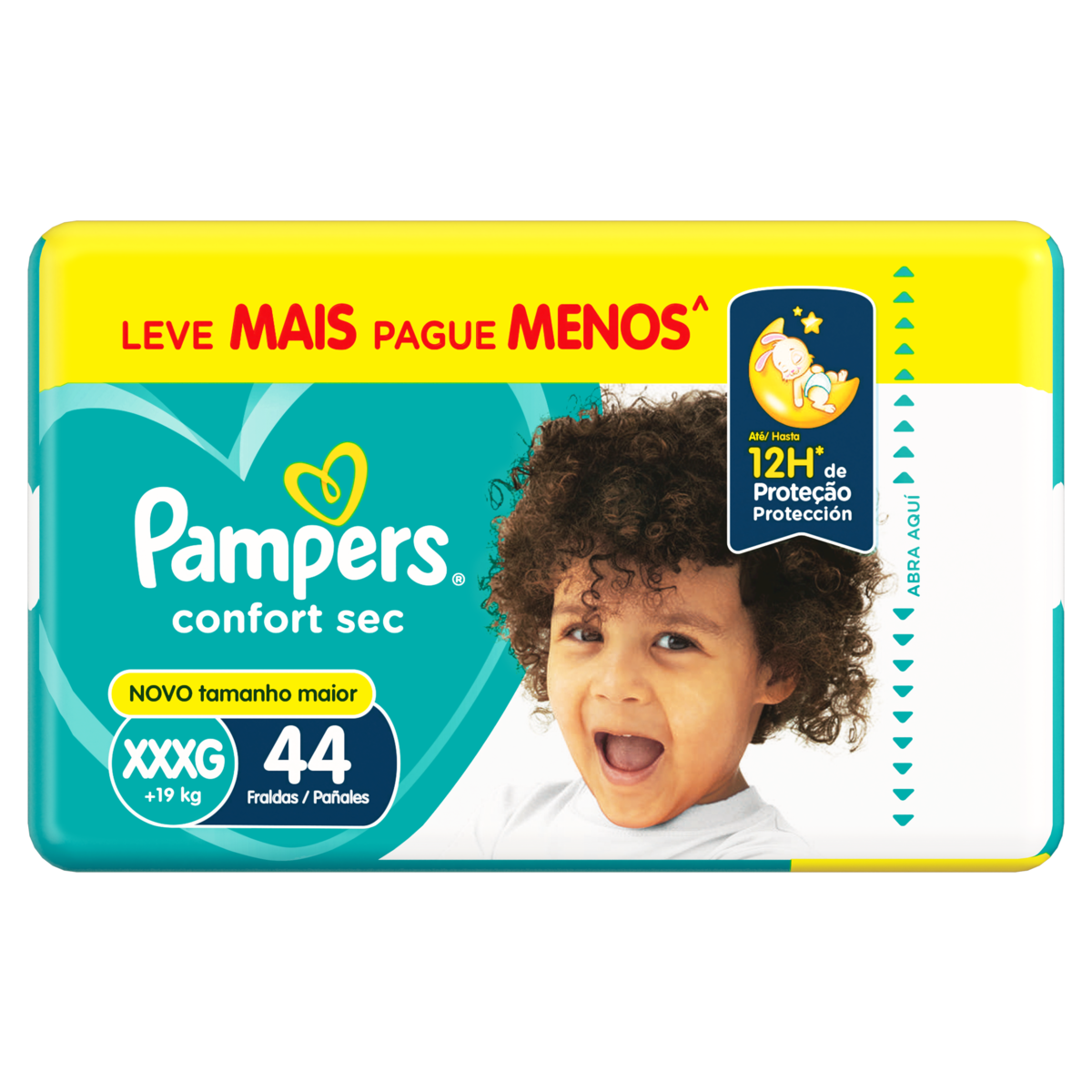Fralda Descartável Infantil Pampers Confort Sec XXXG Pacote 44 Unidades Leve Mais Pague Menos