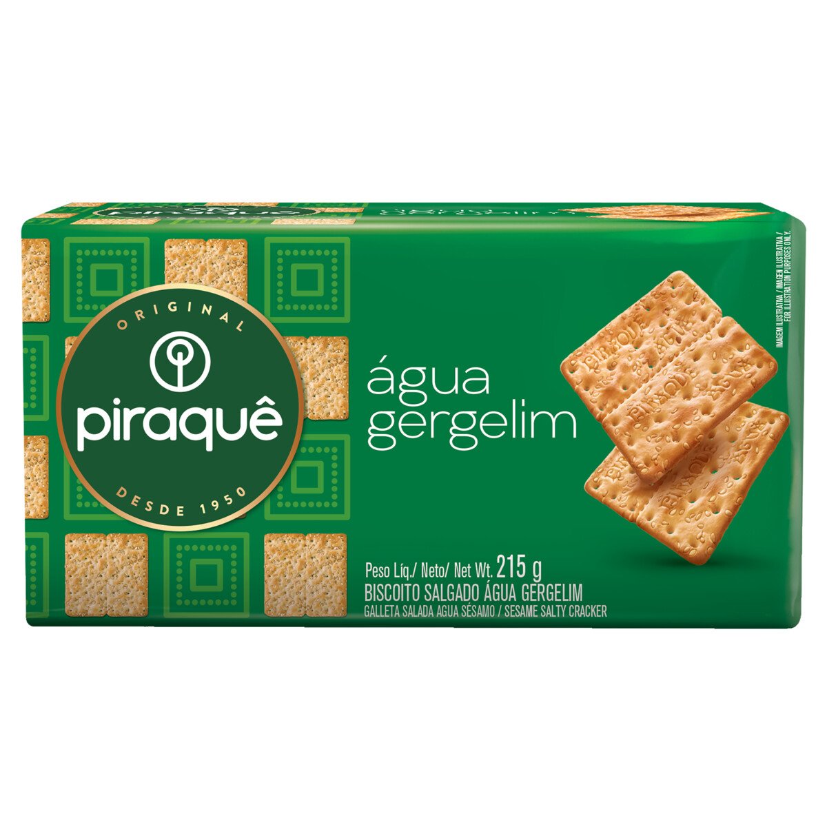 Biscoito Água com Gergelim Piraquê Pacote 215g