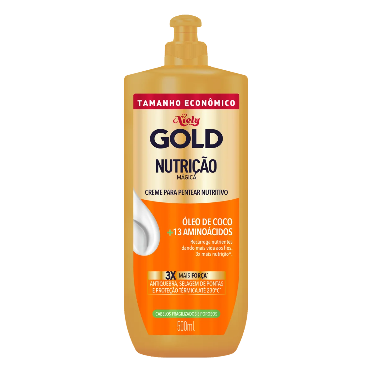 Creme para Pentear Nutritivo Niely Gold Nutrição Mágica Frasco 500ml Tamanho Econômico
