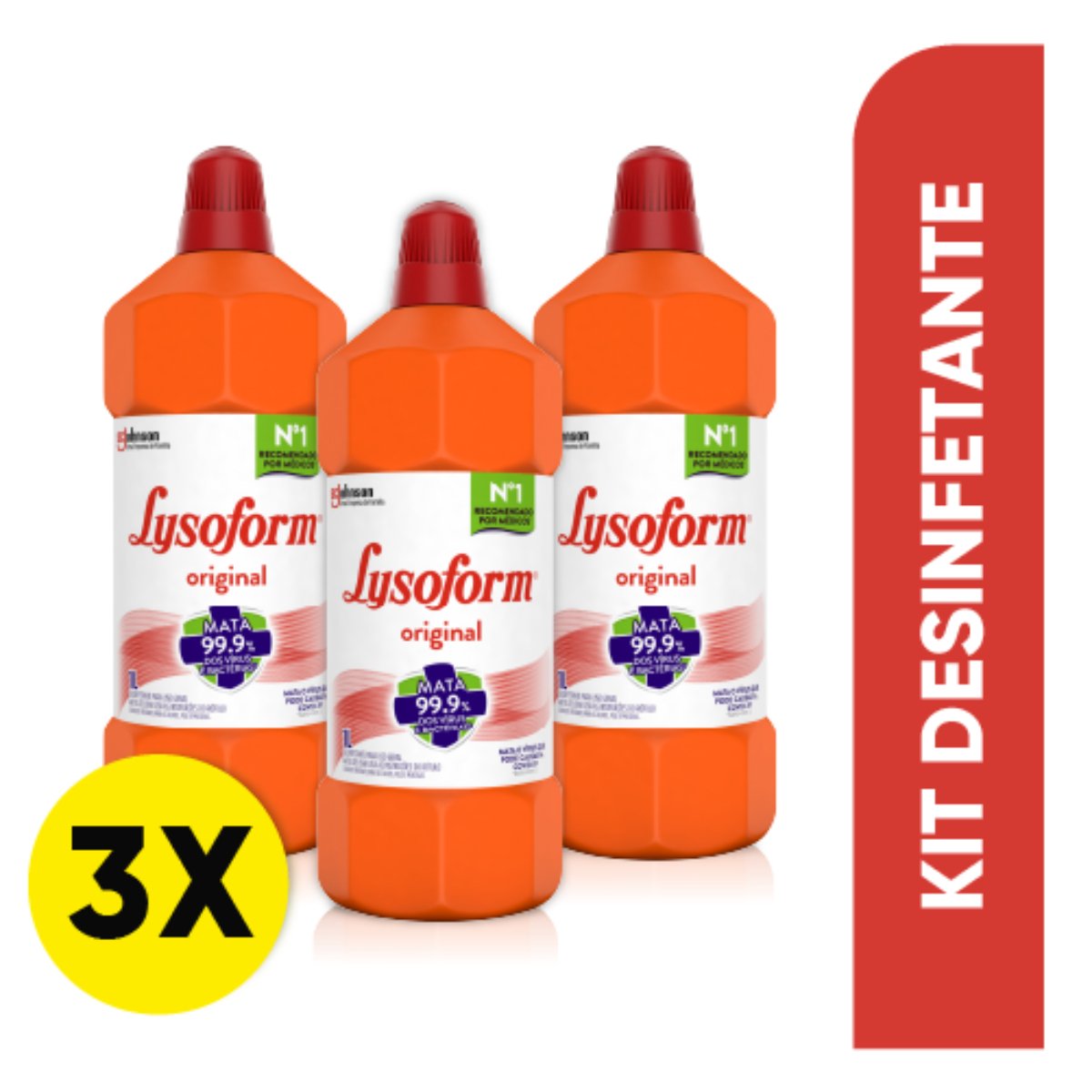 Kit 3 Desinfetantes LYSOFORM Bruto Original 1 Litro 
