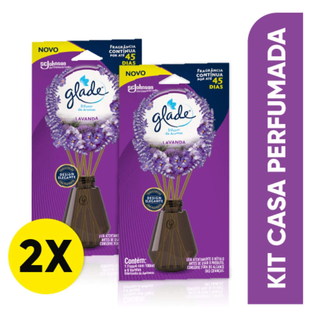 Kit 2 Difusores de Ambiente Lavanda Glade Caixa 100ml