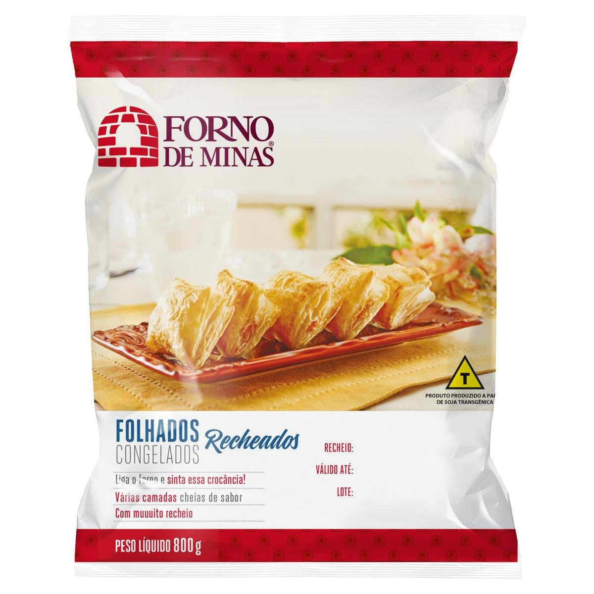 Folhado Congelado Recheio Frango Forno de Minas Pacote 800g
