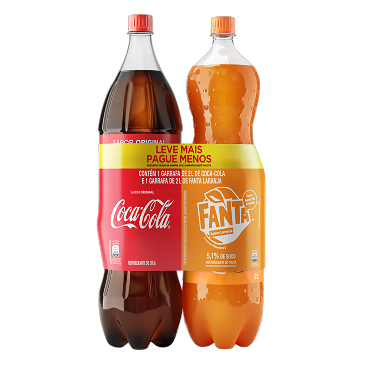 Kit Refrigerante Coca-Cola Original + Laranja Fanta 2l Cada
