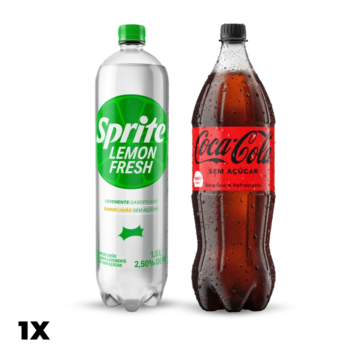 Kit 1 Coca-Cola Zero pet 1,5L + 1 Sprite Lemon Fresh pet 1,5L