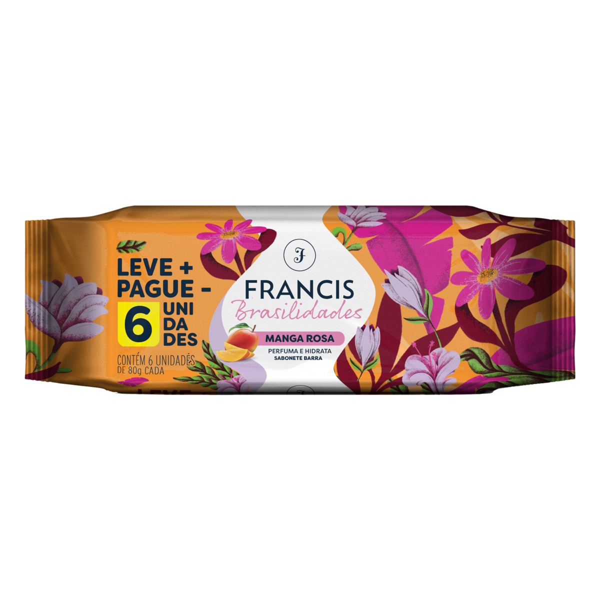 Pack Sabonete Barra Manga Rosa Francis Brasilidades Pacote 6 Unidades 80g Cada Leve Mais Pague Menos